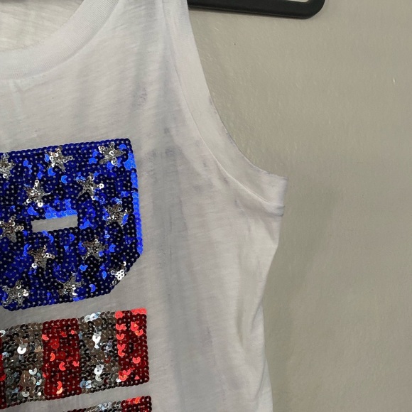 PINK Victoria’s Secret American Flag Red White Blue Bling Sequins Tank Top XS - Picture 3 of 6